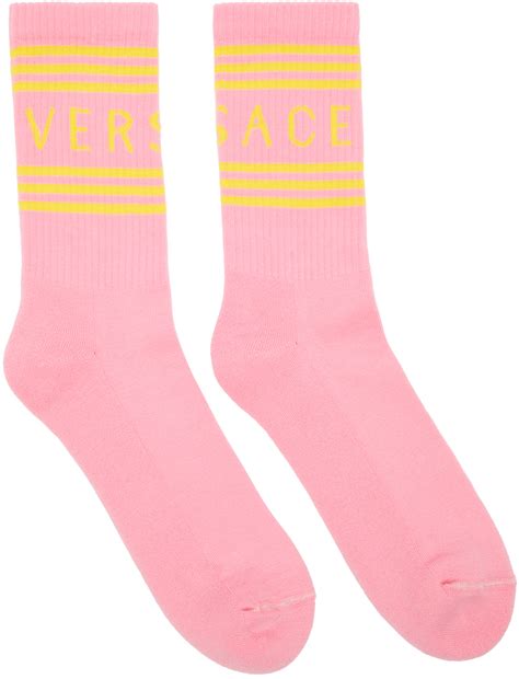 versace PINK ORGANIC COTTON SOCKS available on 